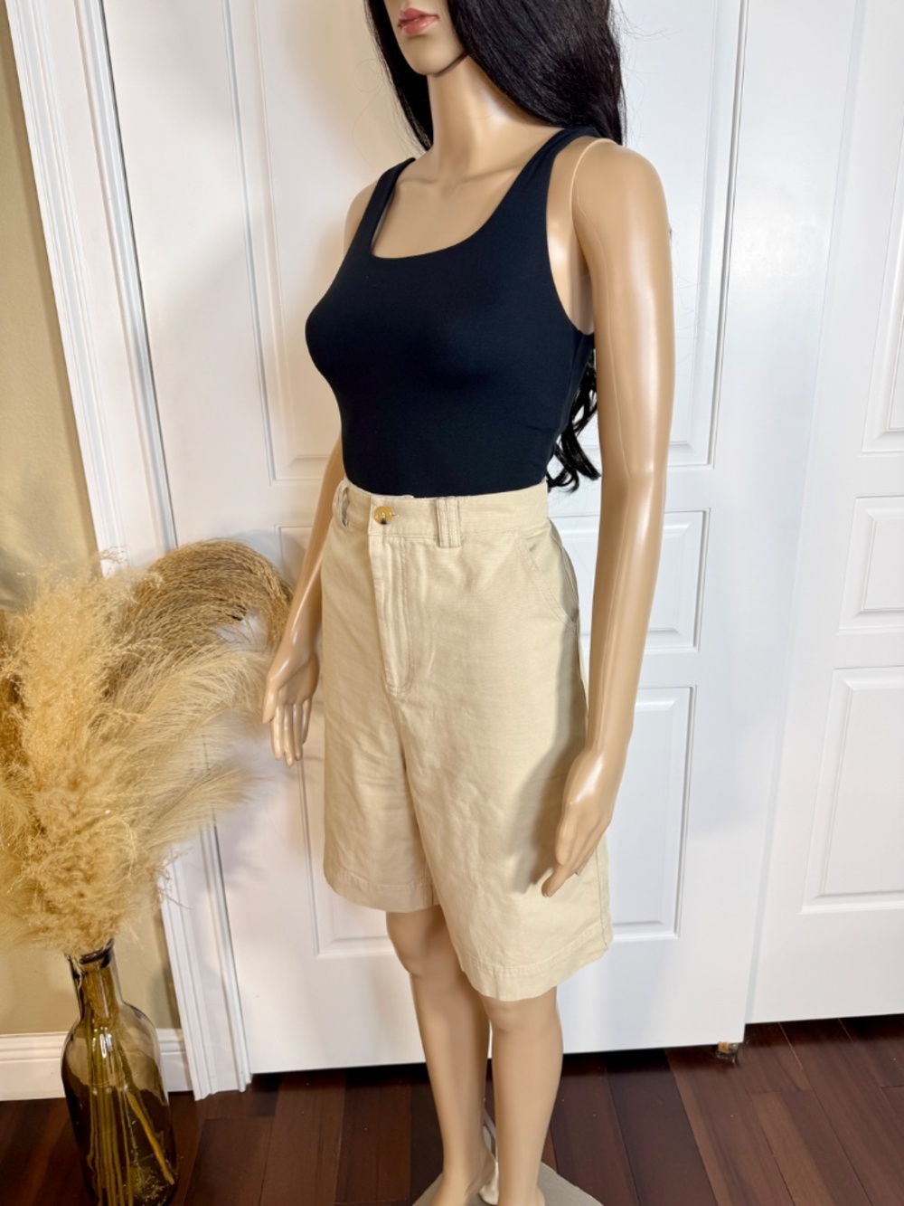 HIGH WAIST DENIM KHAKI CHINO SHORTS - NWOT - Picture 7 of 17
